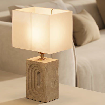 Travertine Rectangular Table Lamp - Natural & Brass - Base Only