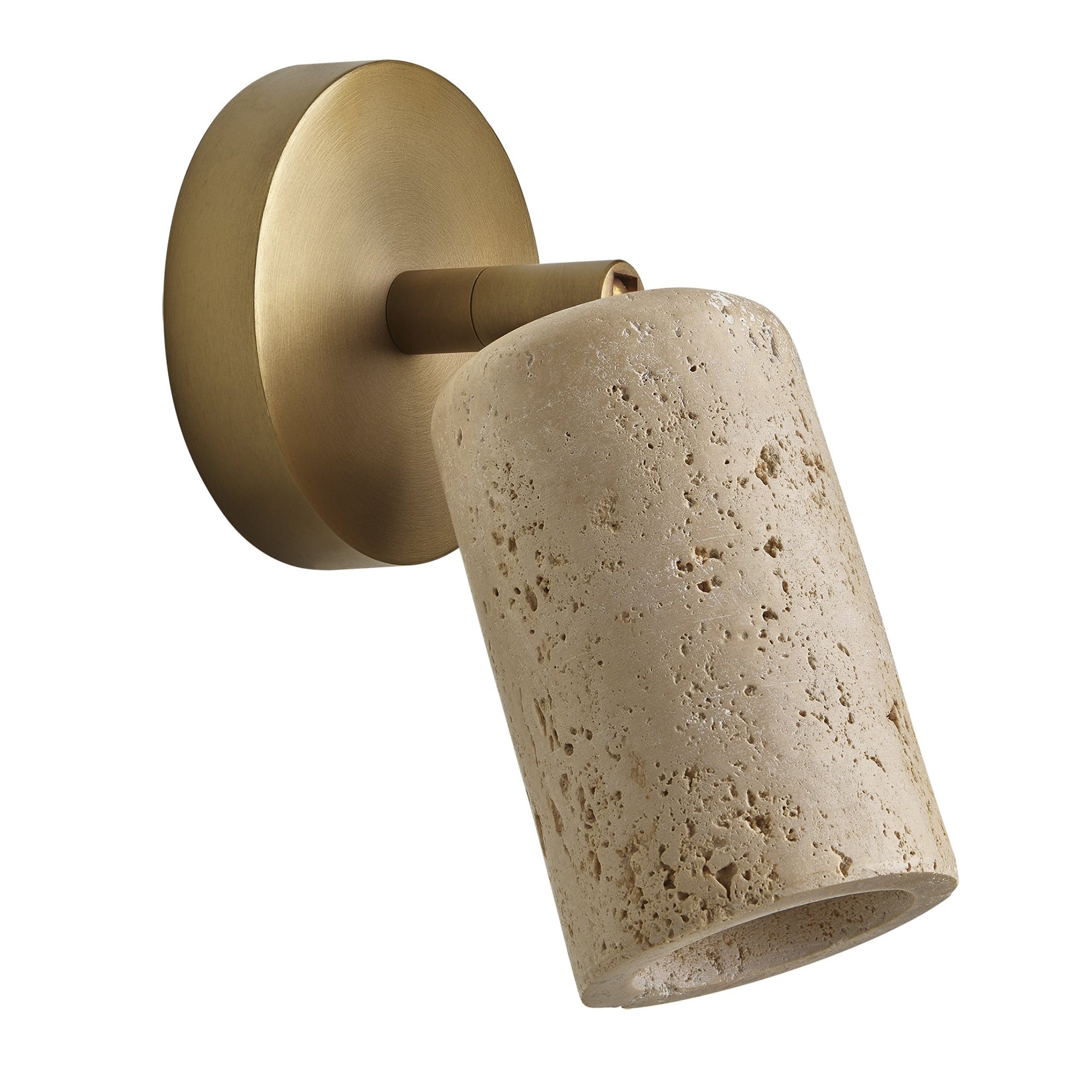 Travertine Single Spot Light in Brass