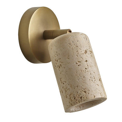 Travertine Single Spot Light in Brass