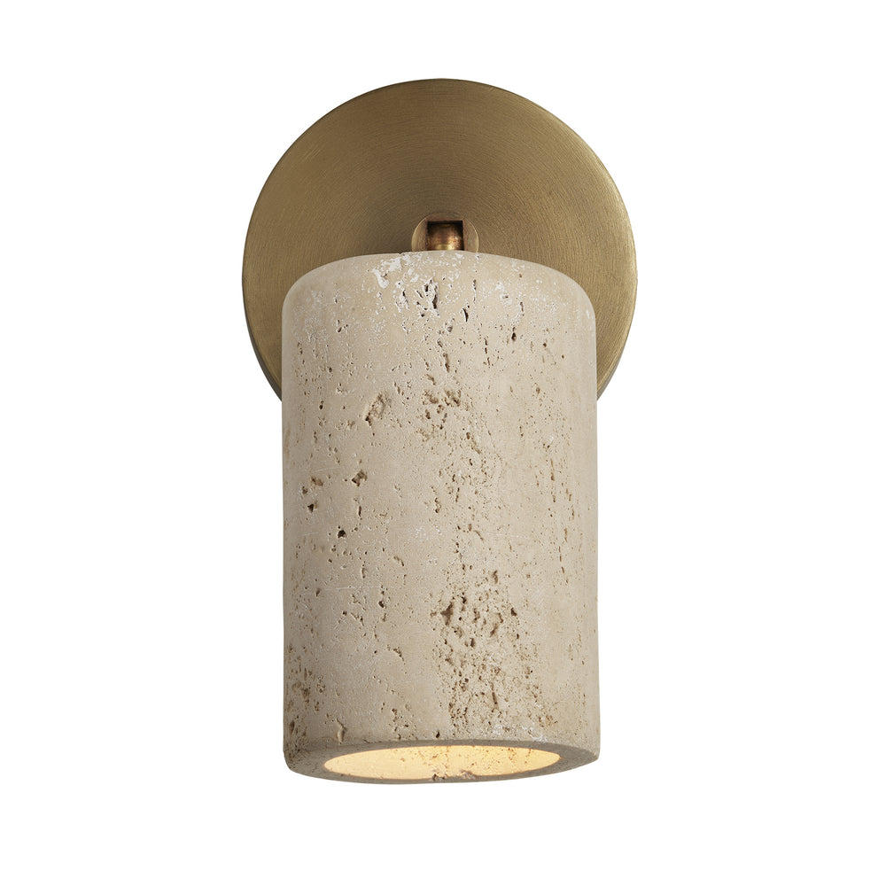 Travertine Single Spot Light in Brass