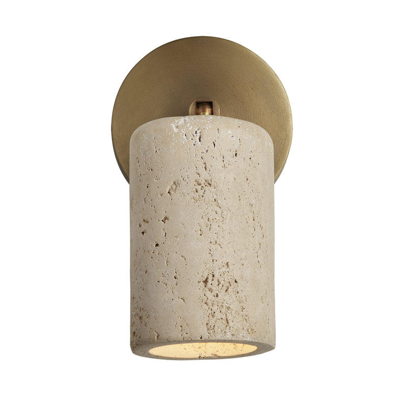 Travertine Single Spot Light in Brass