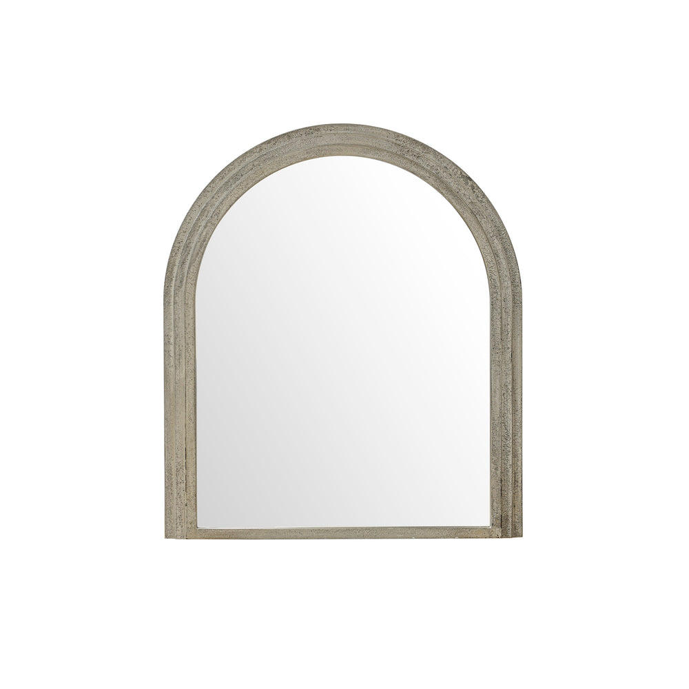 Walcott arch wall mirror with distressed grey wood frame, 39 inch