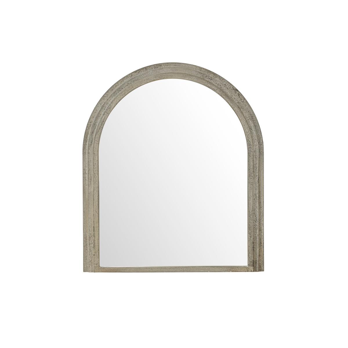 Walcott arch wall mirror with distressed grey wood frame, 39 inch