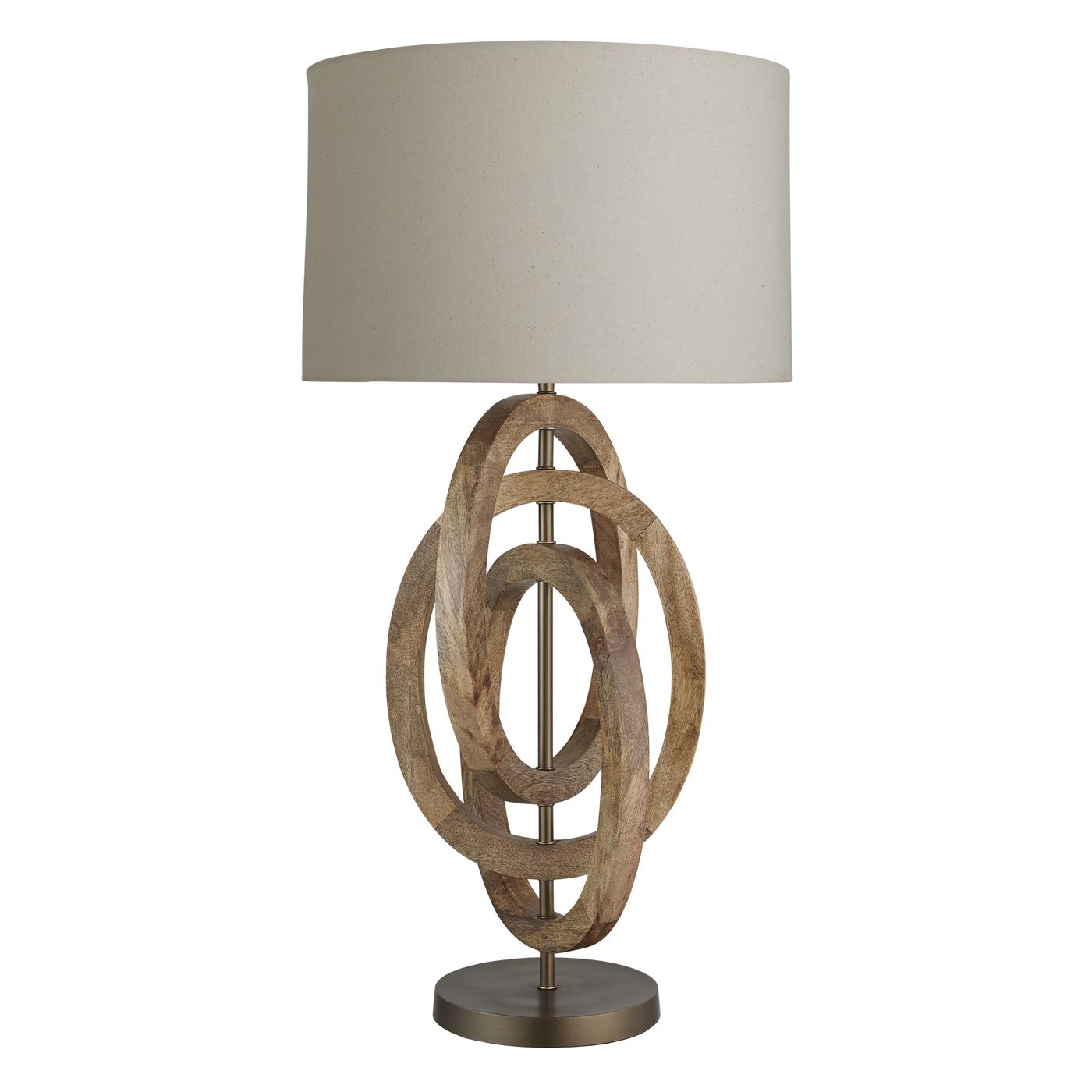 Wooden Geometric Circle Table Lamp - Natural