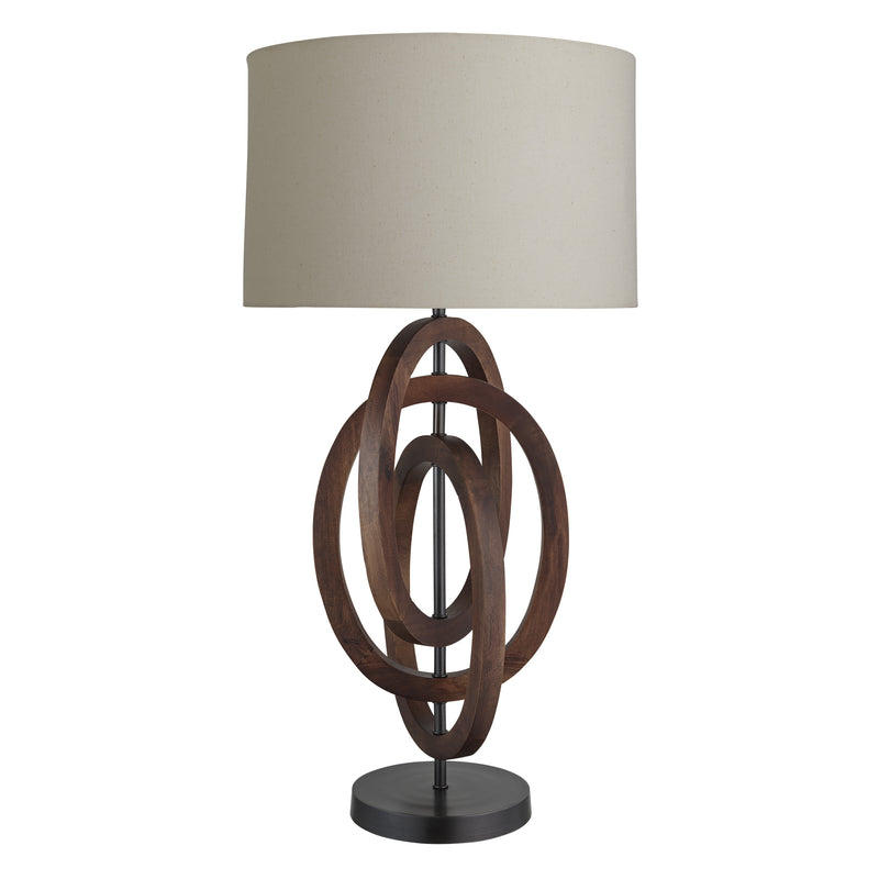 Wooden Geometric Circle Table Lamp - Walnut