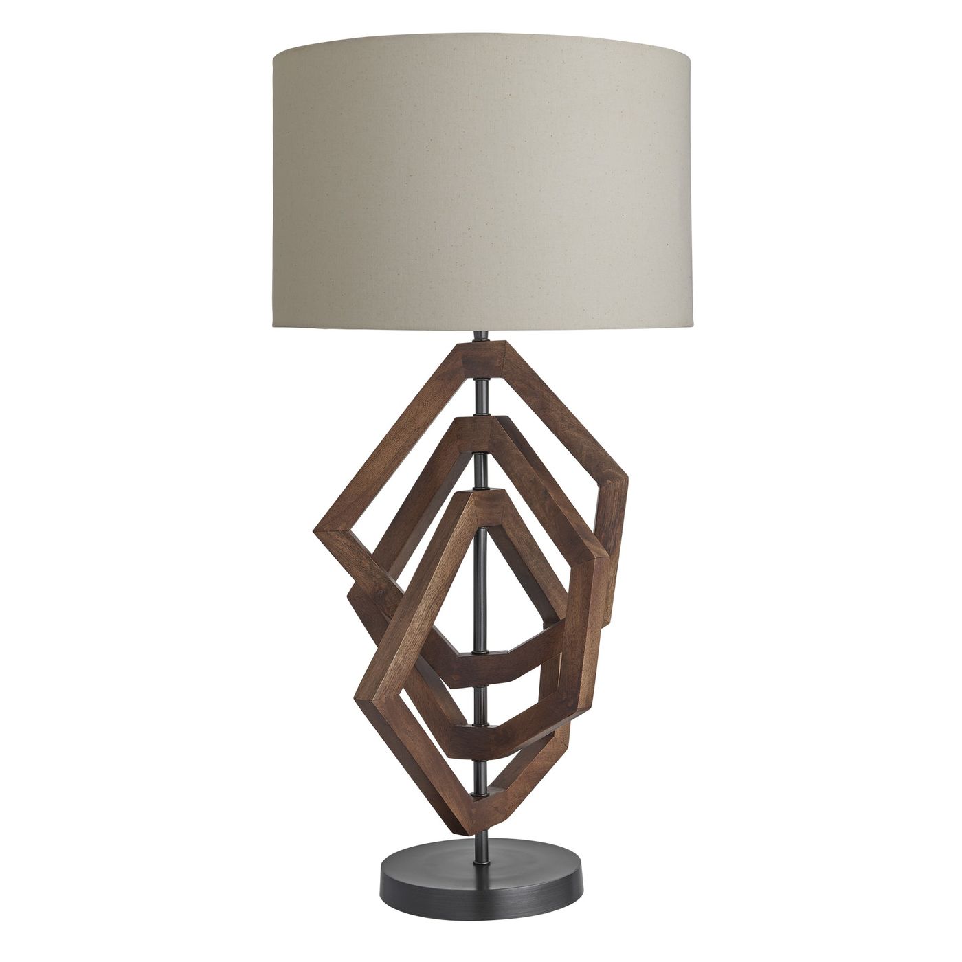 Wooden Geometric Polygon Table Lamp - Walnut