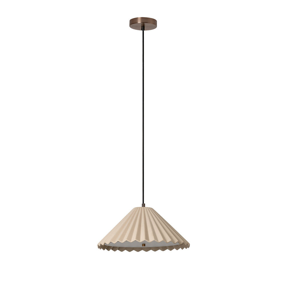 Wycombe Ceramic Umbrella Pleated Pendant Light in Natural finish