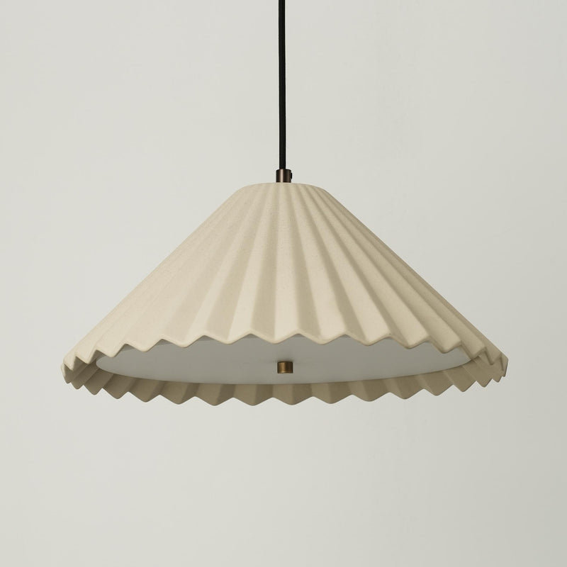 Wycombe Ceramic Umbrella Pleated Pendant Light - Natural - Voucher Applicable - Industville Lighting UK
