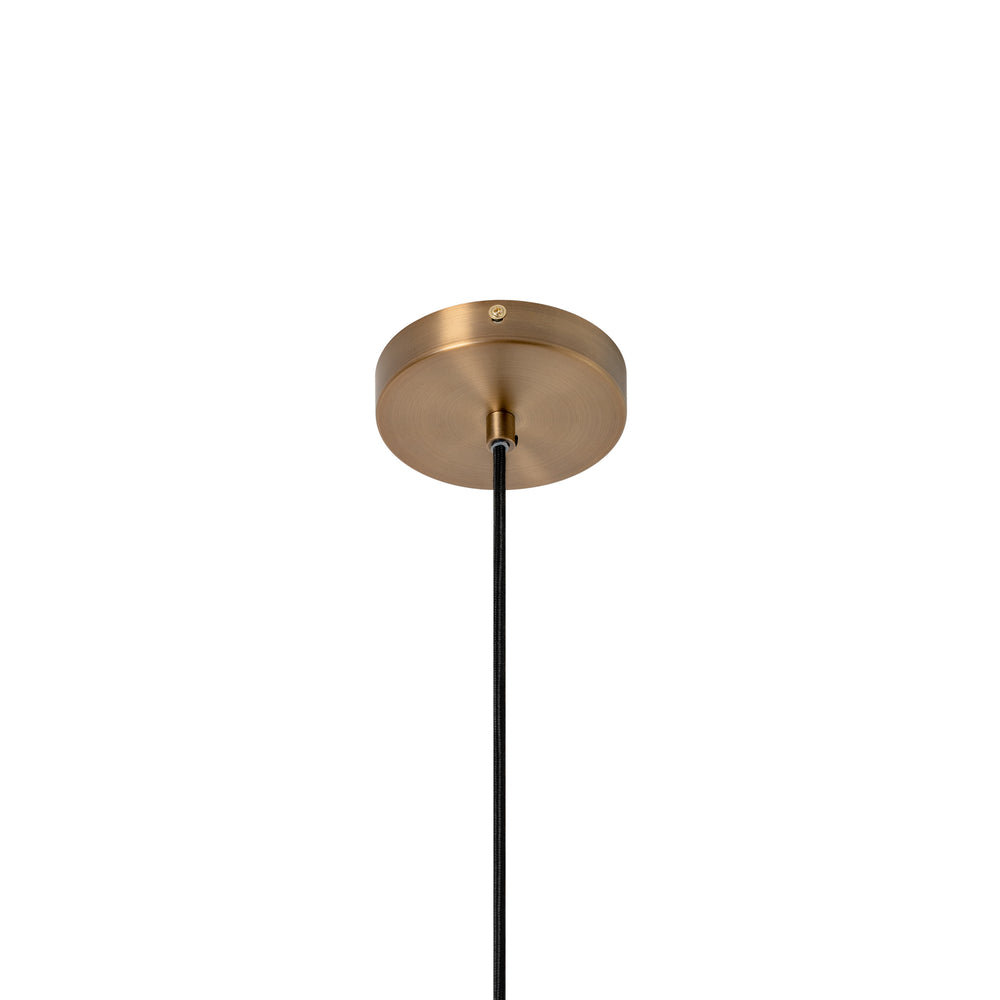 Wycombe Umbrella Pleated Pendant Light in Brass finish close up the ceiling rose