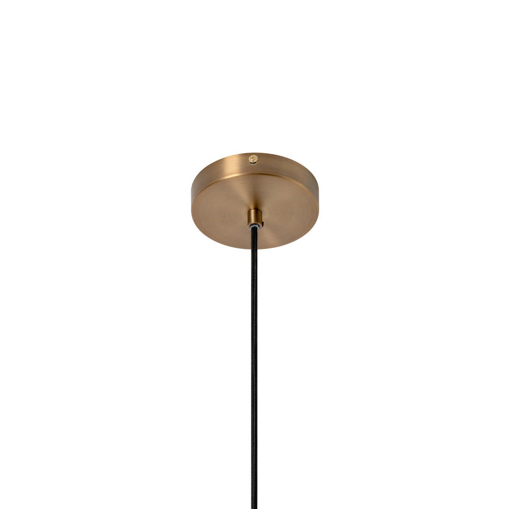 Wycombe Umbrella Pleated Pendant Light in Brass finish close up the ceiling rose