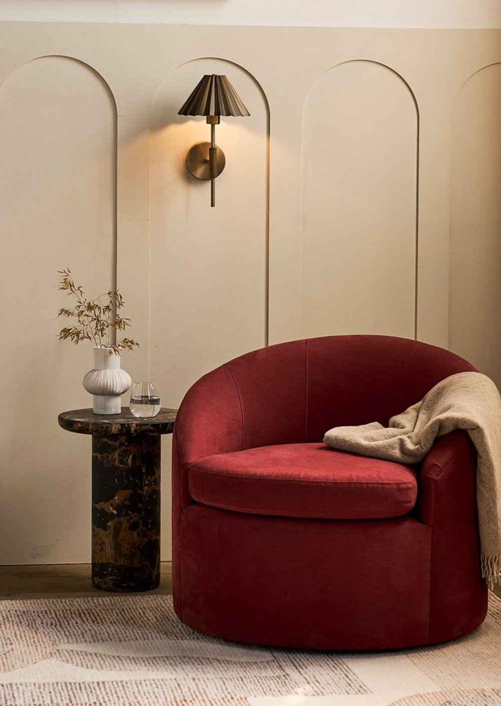 Wycombe Umbrella Pleated Wall Light - Brass