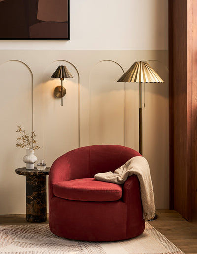Wycombe Umbrella Pleated Floor Lamp - Brass