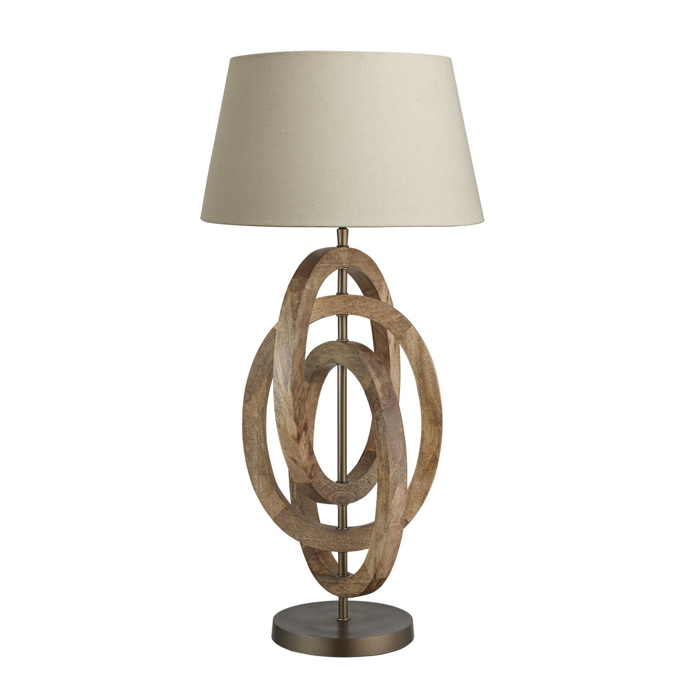 Wooden Geometric Circle Table Lamp - Natural
