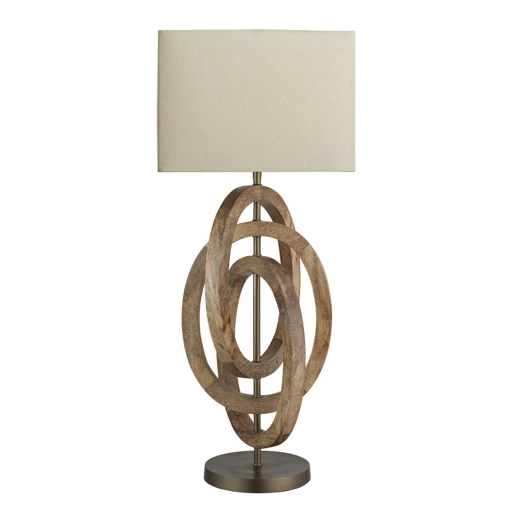Wooden Geometric Circle Table Lamp - Natural