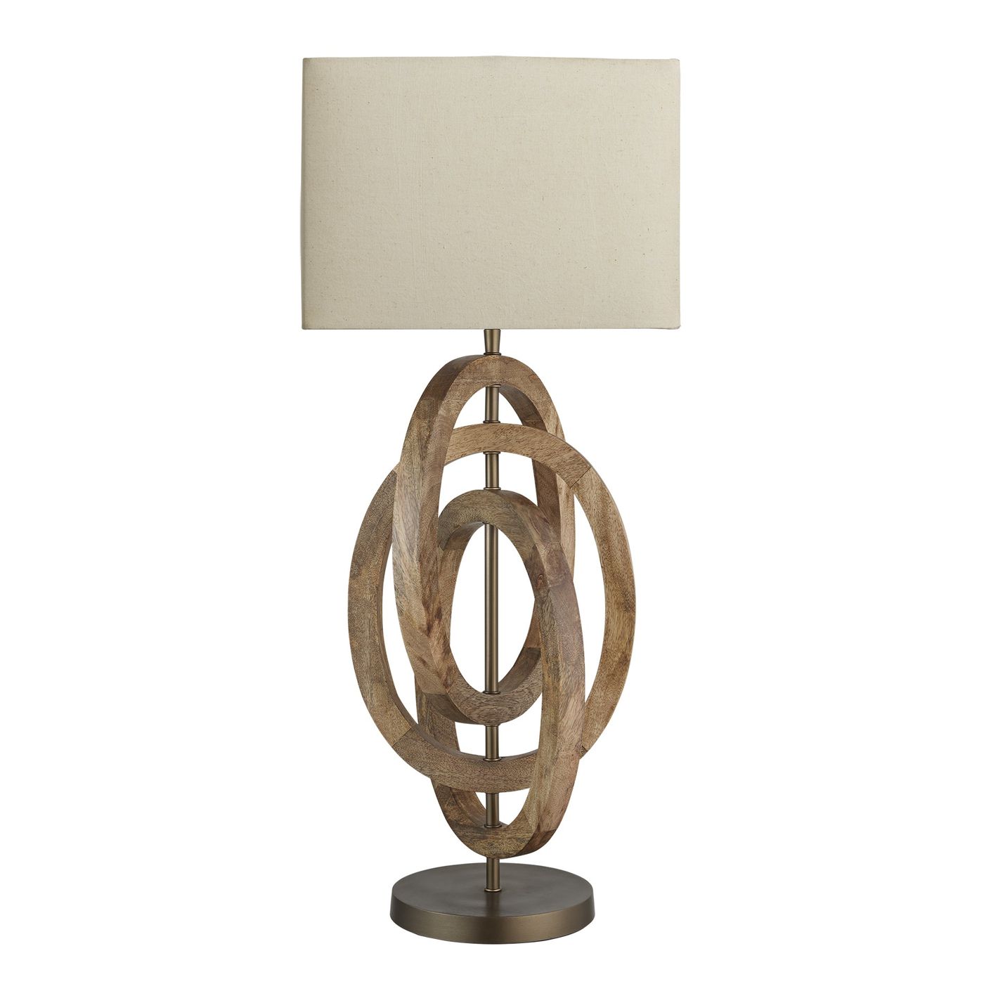 Wooden Geometric Circle Table Lamp - Natural