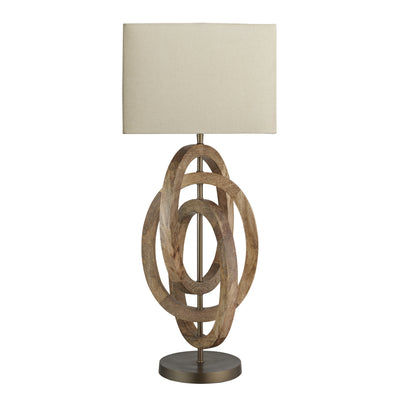 Wooden Geometric Circle Table Lamp - Natural
