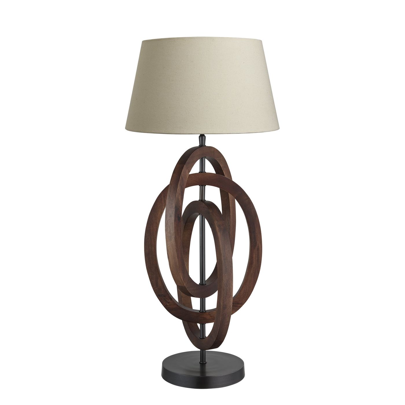 Wooden Geometric Circle Table Lamp - Walnut