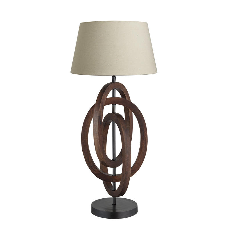 Wooden Geometric Circle Table Lamp - Walnut