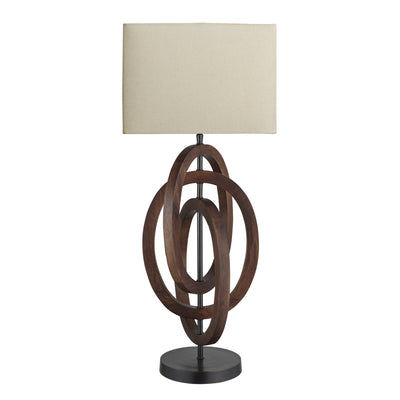 Wooden Geometric Circle Table Lamp - Walnut