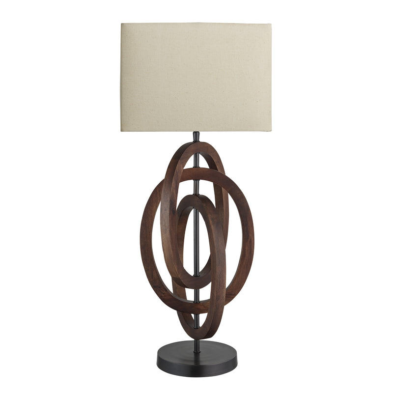 Wooden Geometric Circle Table Lamp - Walnut