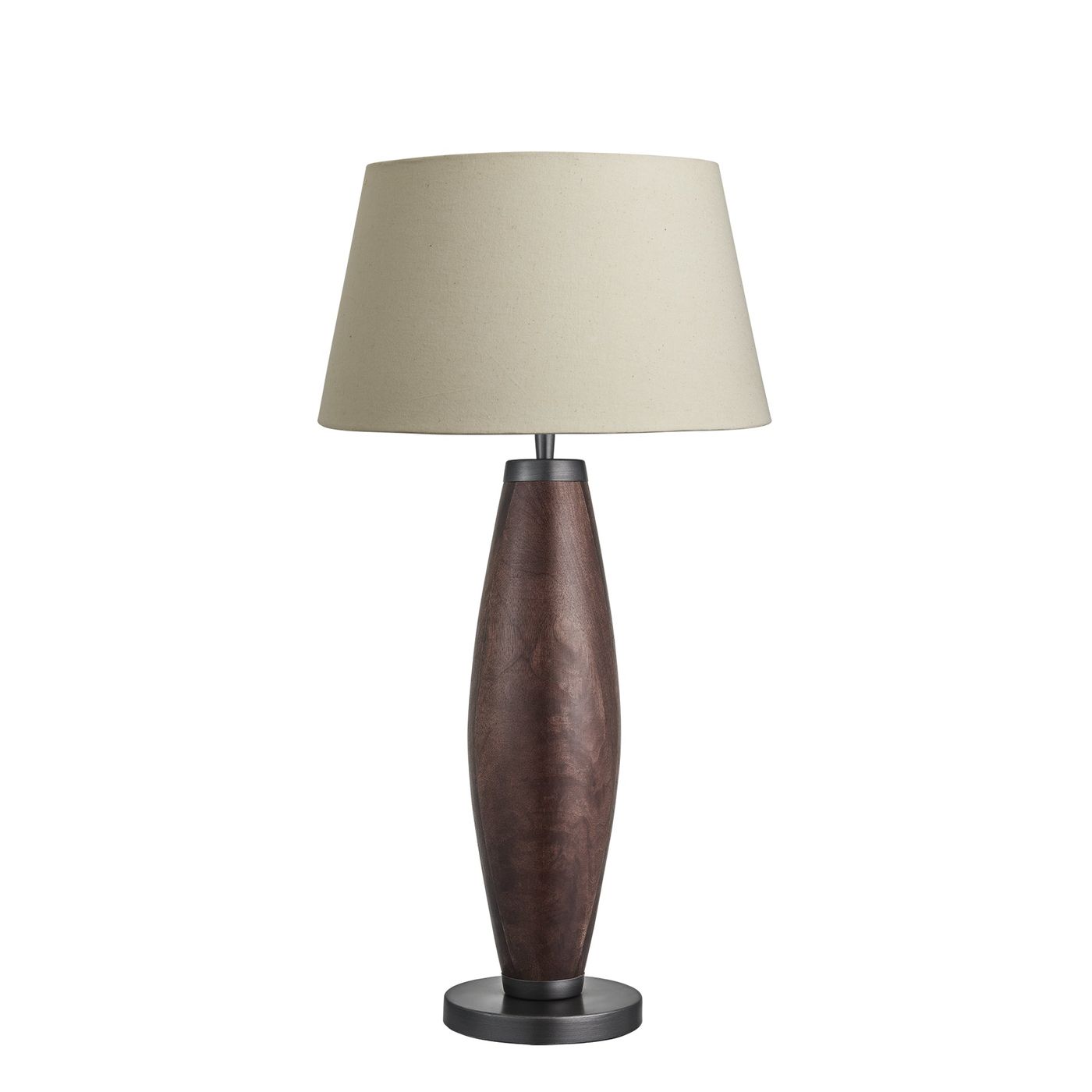 Wooden Geometric Pillar Table Lamp - Walnut