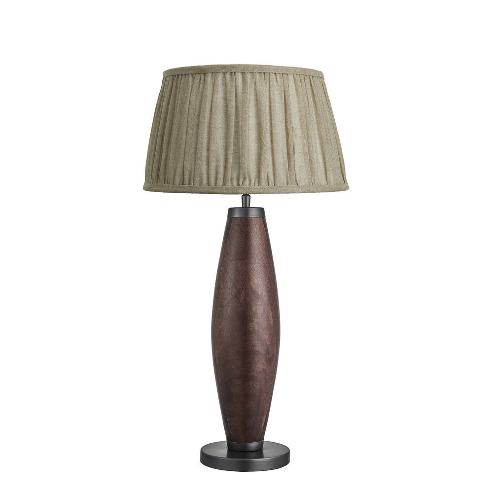 Wooden Geometric Pillar Table Lamp - Walnut