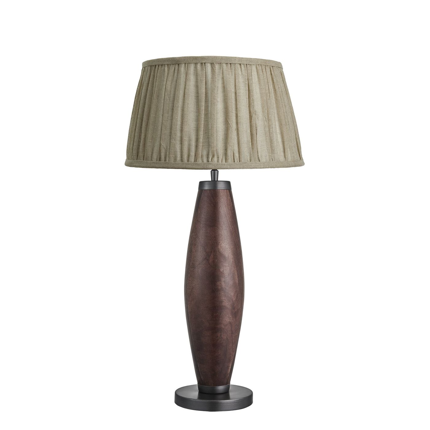 Wooden Geometric Pillar Table Lamp - Walnut