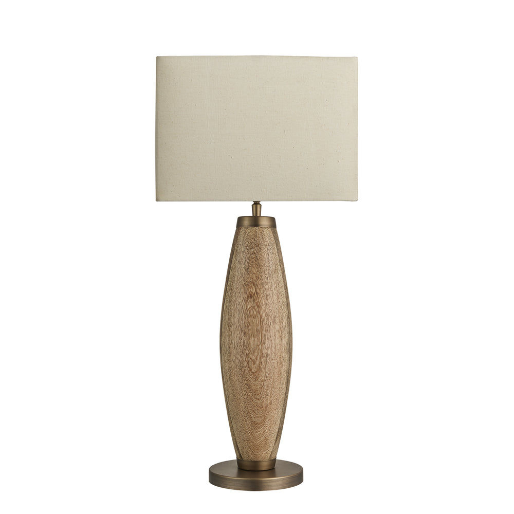 Wooden Geometric Pillar Table Lamp - Natural
