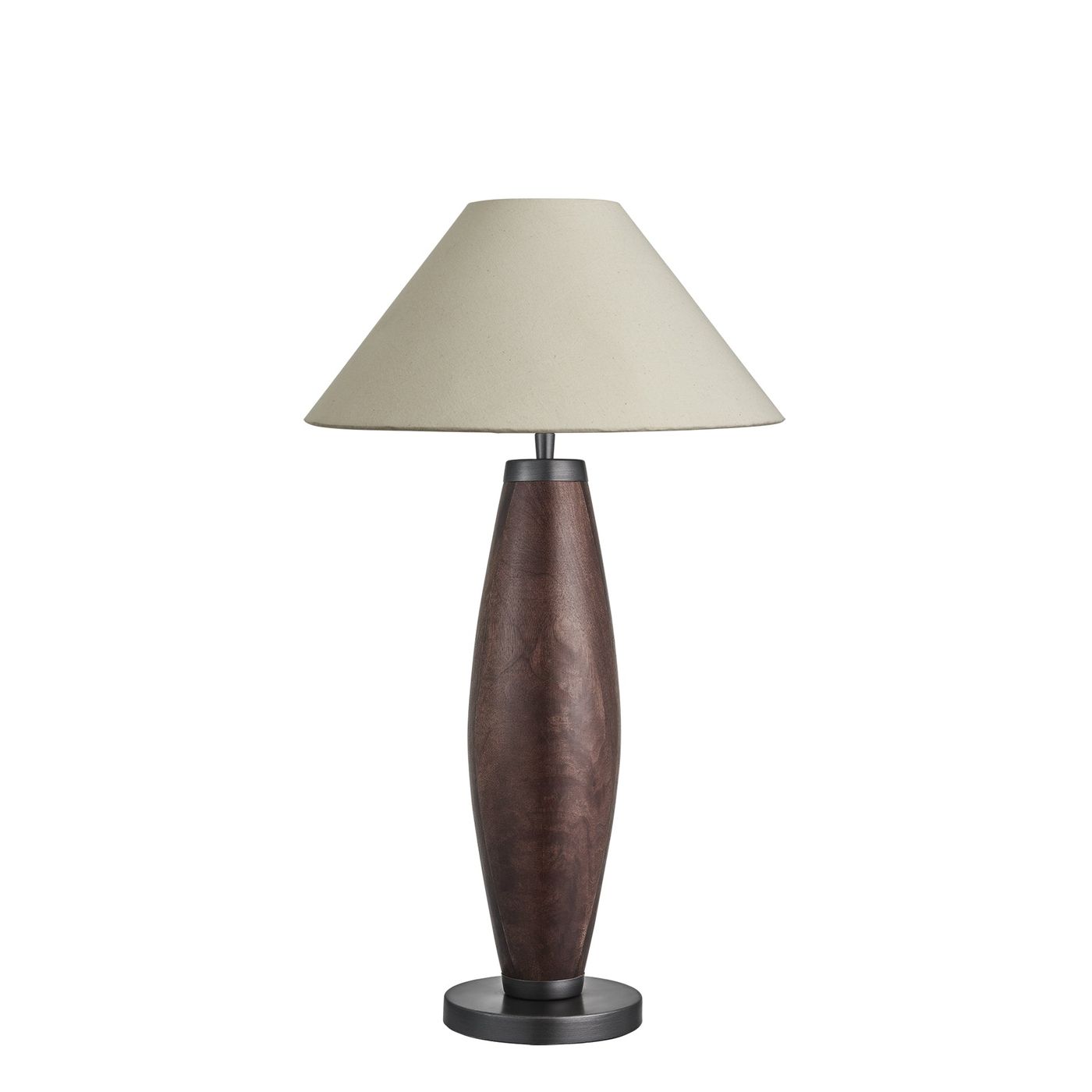 Wooden Geometric Pillar Table Lamp - Walnut