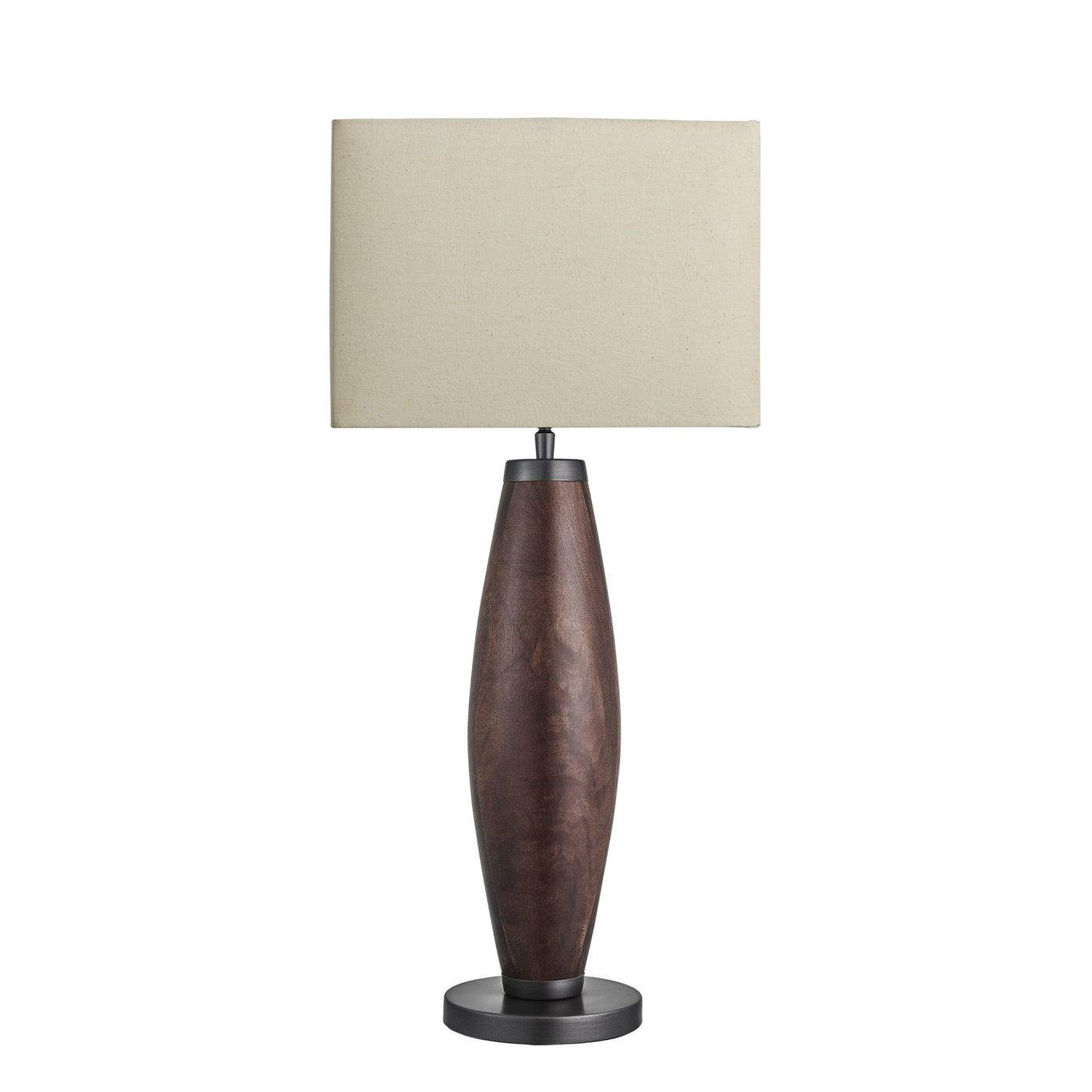 Wooden Geometric Pillar Table Lamp - Walnut