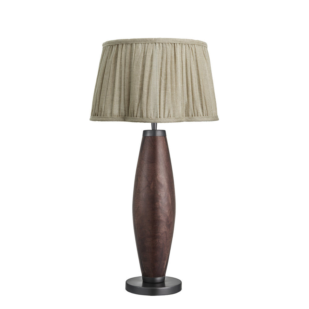 Wooden Geometric Pillar Table Lamp - Walnut