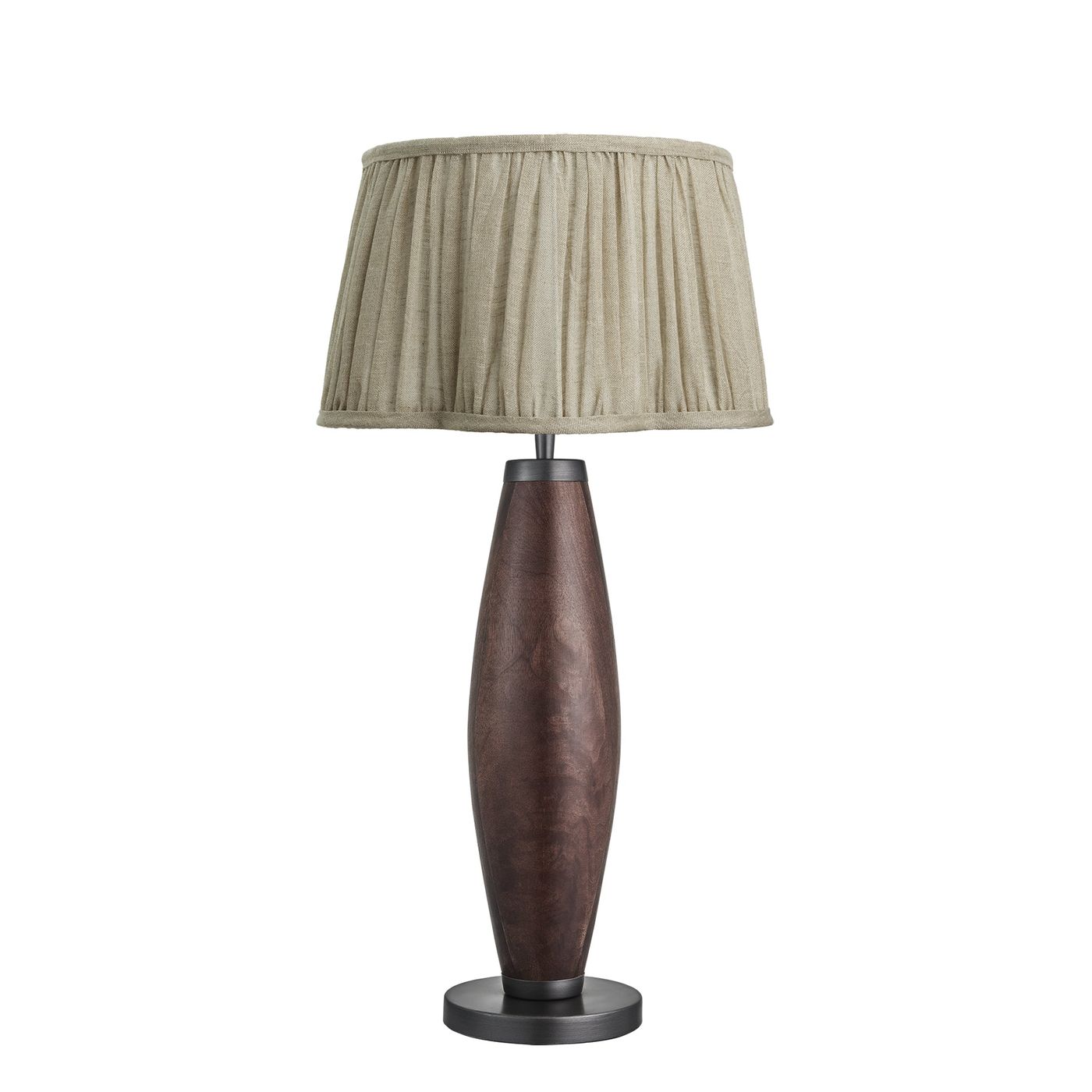 Wooden Geometric Pillar Table Lamp - Walnut
