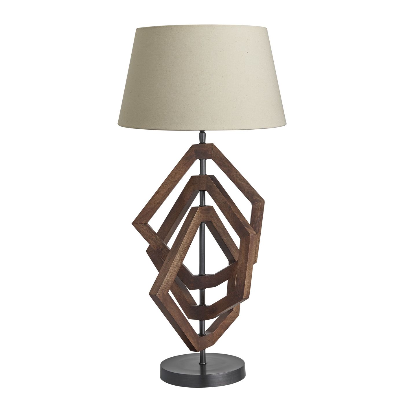 Wooden Geometric Polygon Table Lamp - Walnut