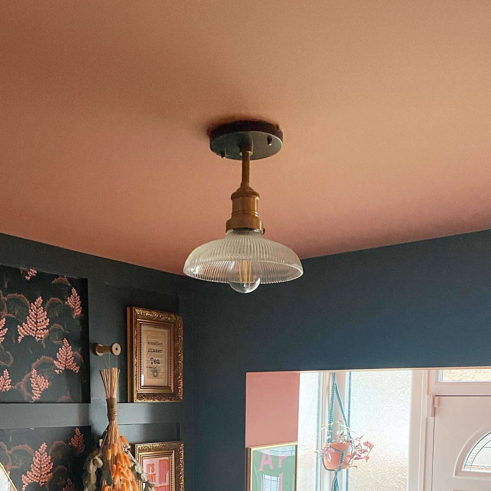 Brooklyn Glass Dome Flush Mount in 8 Inch with Brass Holder, Product Code BR-GLDFM8-BH