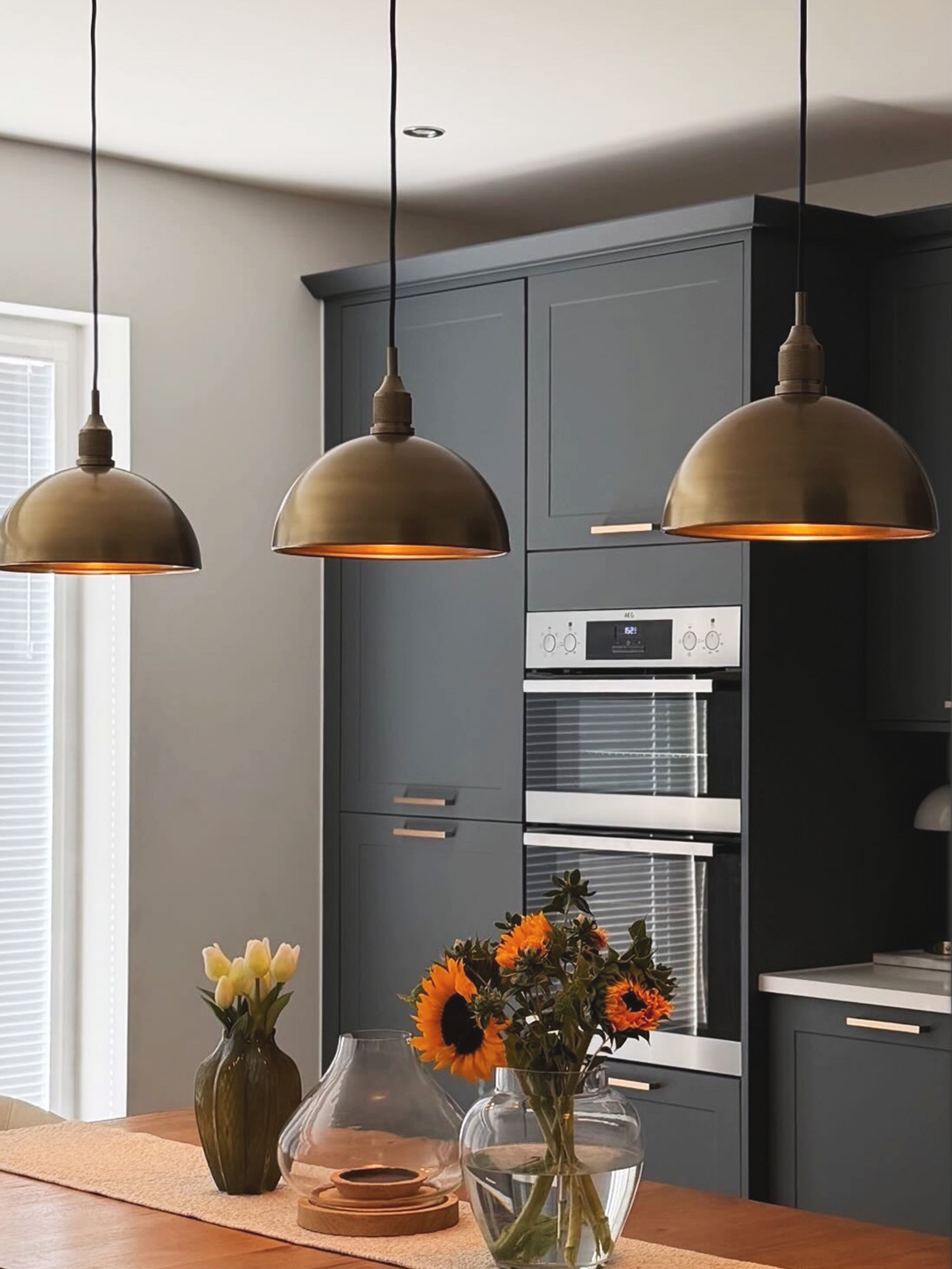 Noho Dome Pendant Light - 12 Inch - Brass Holder