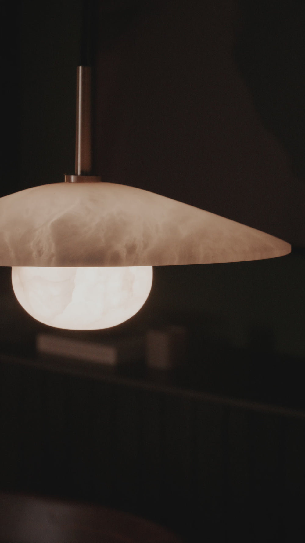 Alabaster Slope Pendant Light - 12 Inch - Brass