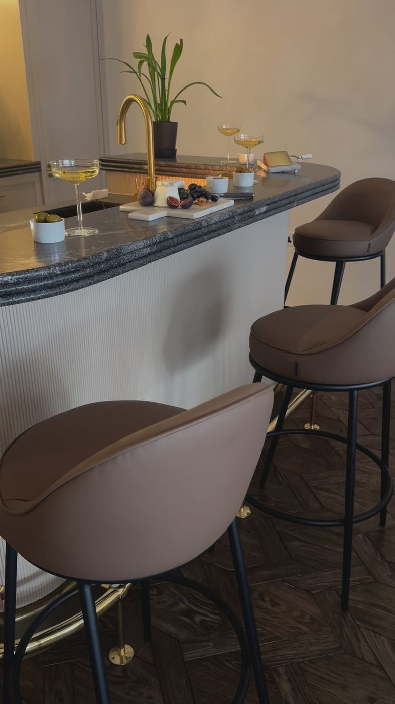 Sedona Black Metal Bar Stool with Brown Faux Leather