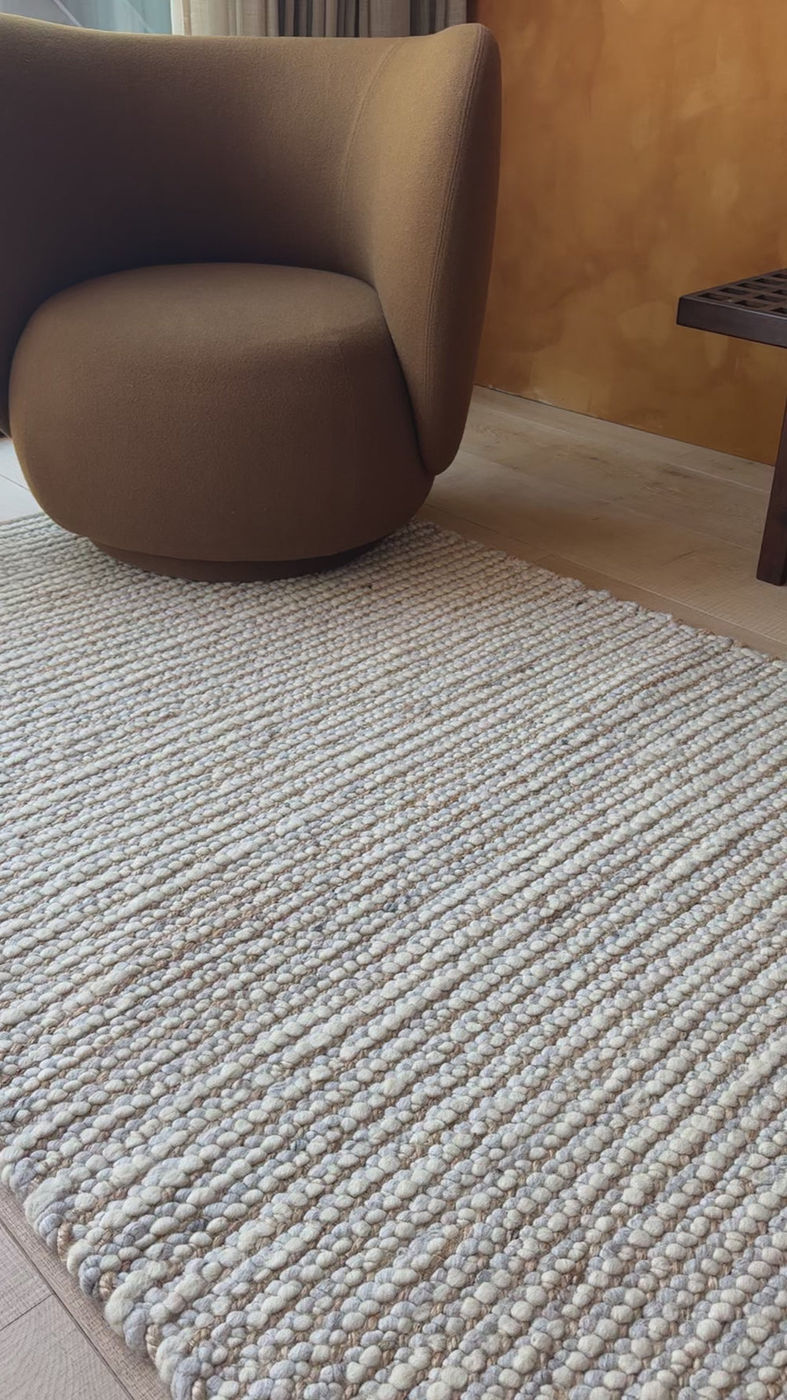 Petton Hand Woven Jute & Wool Rug in Natural & Cream with Measurements 170 x 240 cm, Product Code RG-11-HWJW-N-CR-L