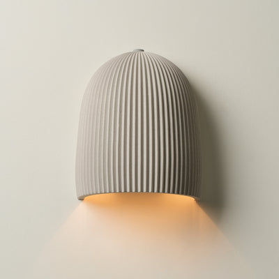 Ramsay Outdoor & Bathroom Cone Wall Light in Ivory finish lit up