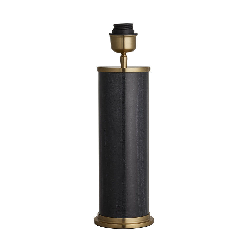 Marble Pillar Cylinder Table Lamp - Black with Brass - Base Only Industville MA-PIL-CYTL-BK-B-BO