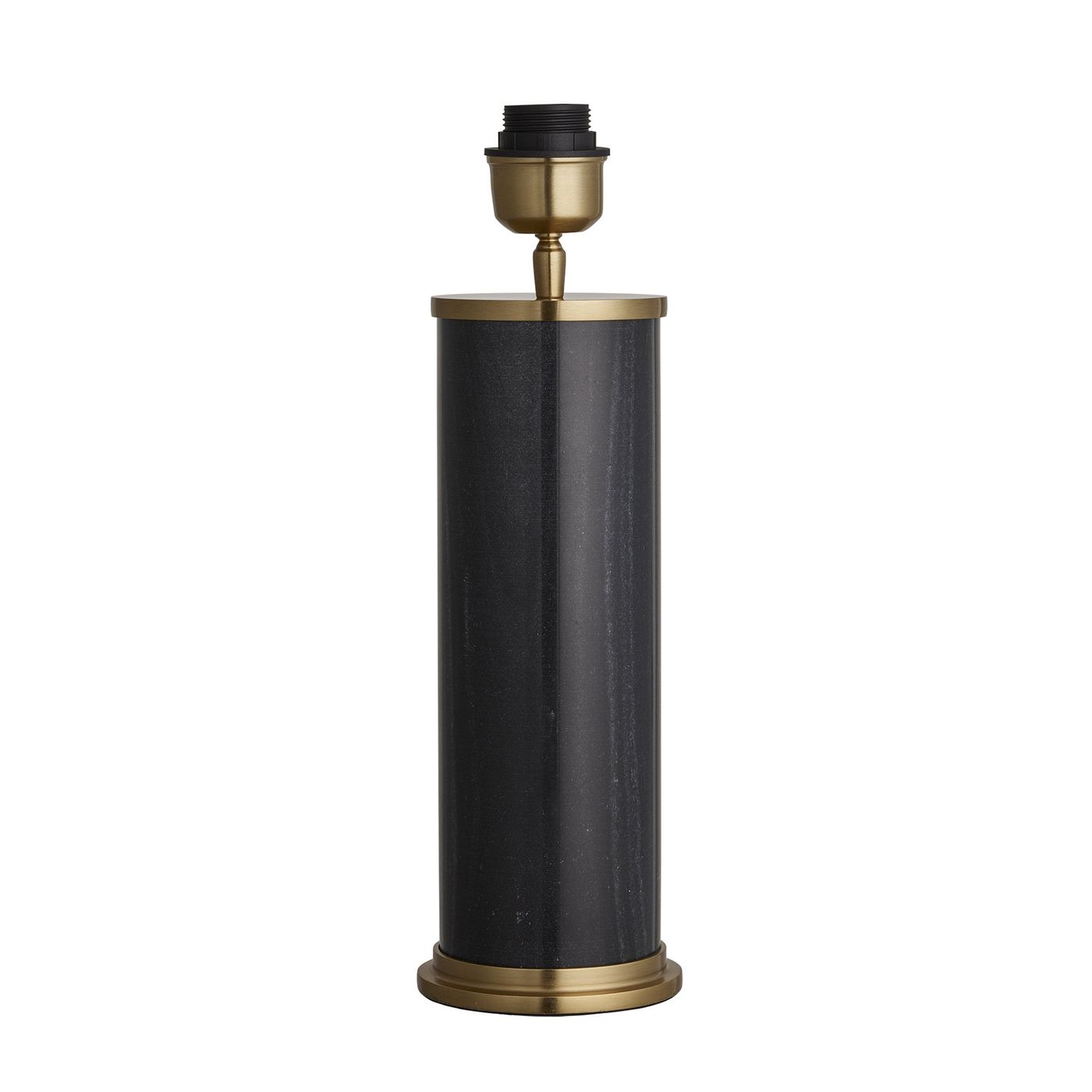 Marble Pillar Cylinder Table Lamp - Black with Brass - Base Only Industville MA-PIL-CYTL-BK-B-BO