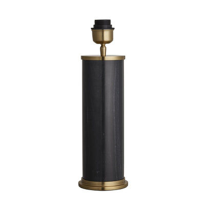 Marble Pillar Cylinder Table Lamp - Black with Brass - Base Only Industville MA-PIL-CYTL-BK-B-BO