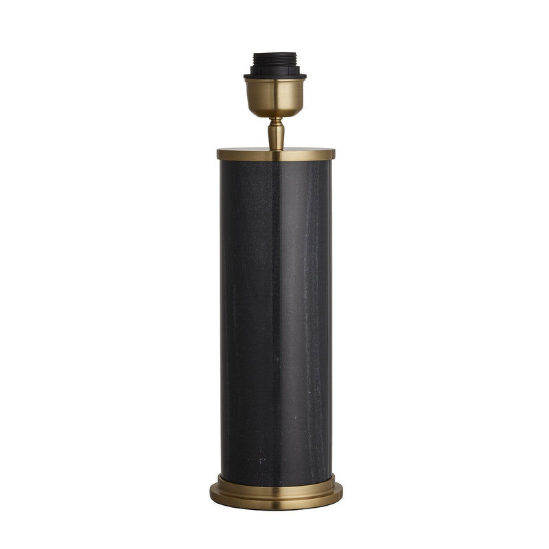 Marble Pillar Cylinder Table Lamp - Black with Brass - Base Only Industville MA-PIL-CYTL-BK-B-BO