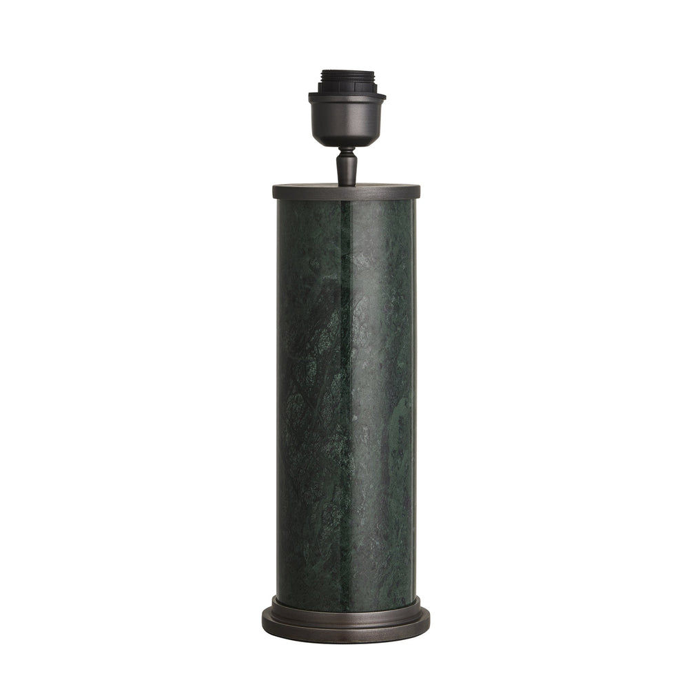 Marble Pillar Cylinder Table Lamp - Green with Pewter - Base Only Industville MA-PIL-CYTL-GR-P-BO