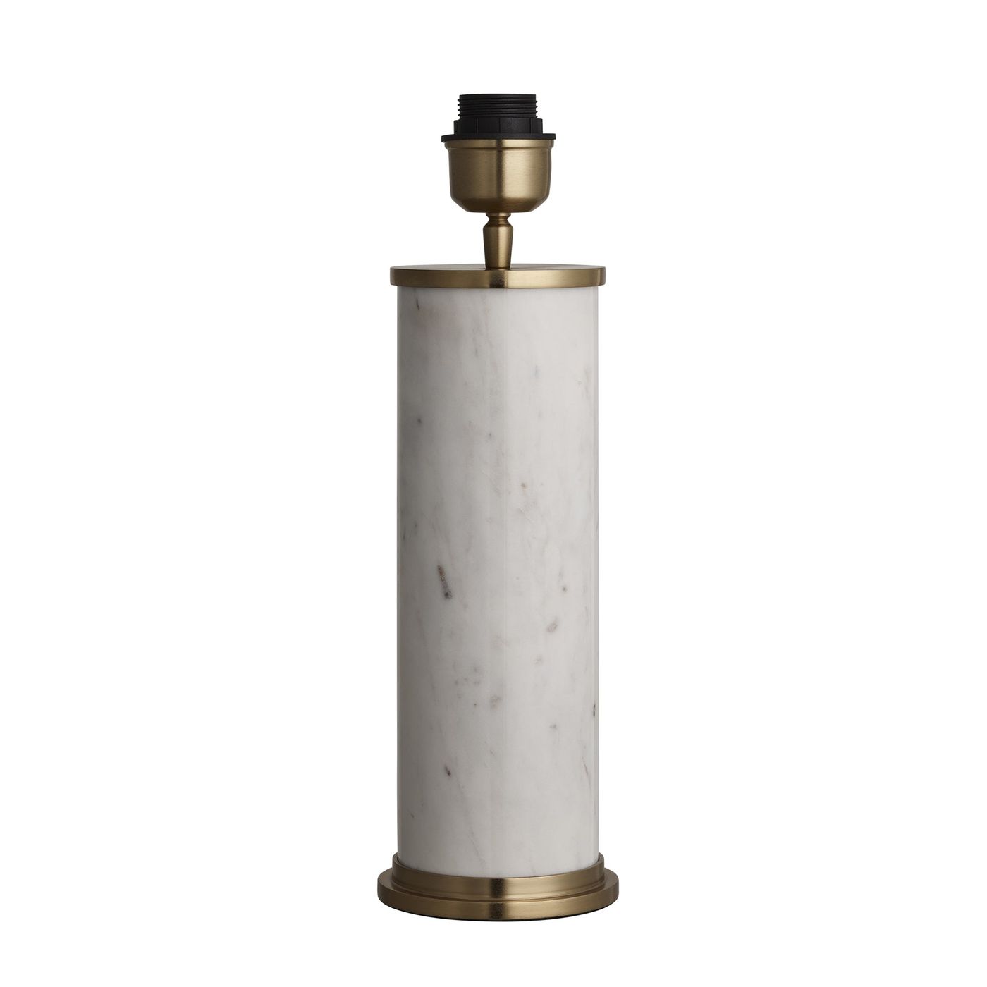 Marble Pillar Cylinder Table Lamp - White with Brass - Base Only Industville MA-PIL-CYTL-W-B-BO