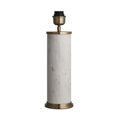 Marble Pillar Cylinder Table Lamp - White with Brass - Base Only Industville MA-PIL-CYTL-W-B-BO