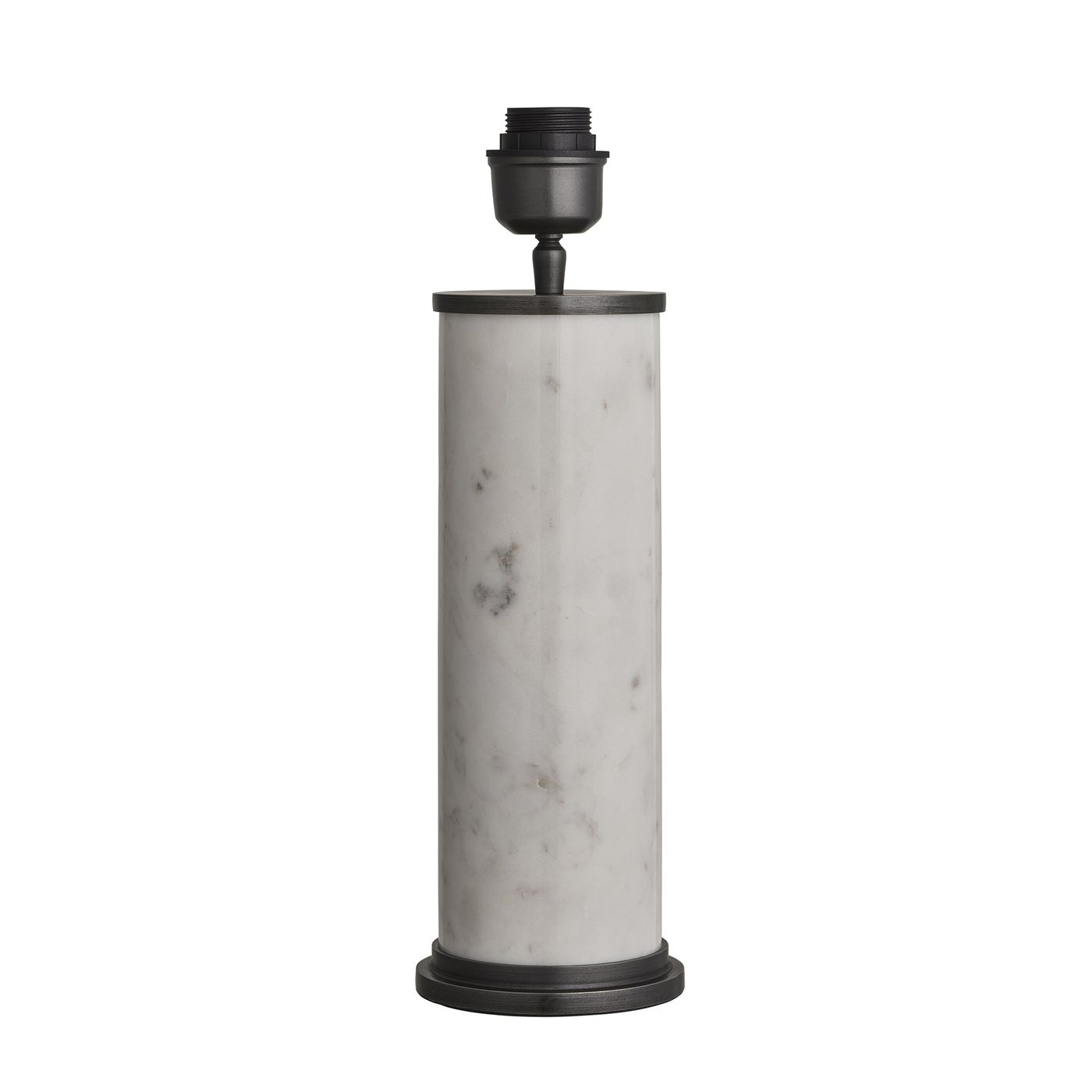 Marble Pillar Cylinder Table Lamp - White with Pewter - Base Only Industville MA-PIL-CYTL-W-P-BO