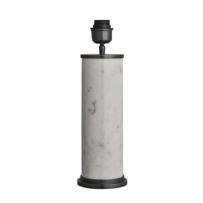 Marble Pillar Cylinder Table Lamp - White with Pewter - Base Only Industville MA-PIL-CYTL-W-P-BO