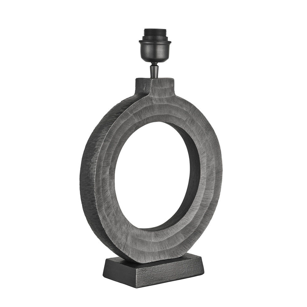 Ornate Circle Table Lamp - Pewter Industville