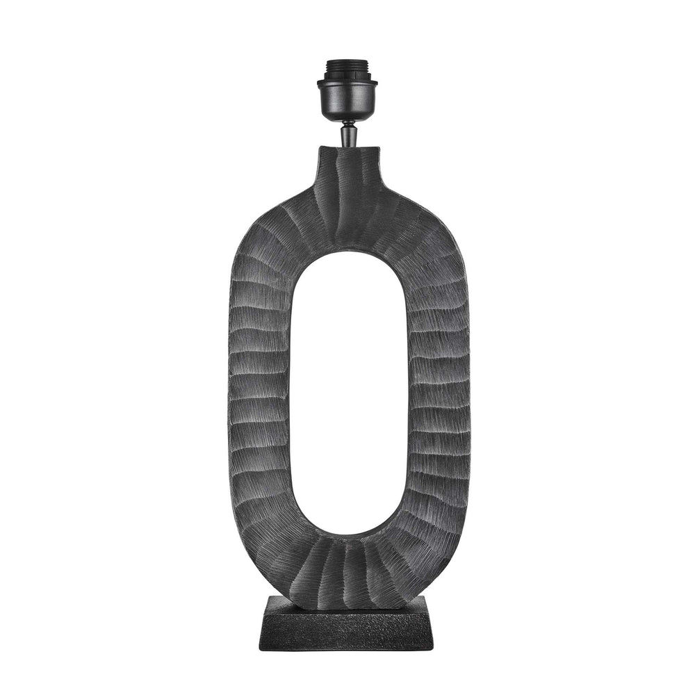 Ornate Oval Table Lamp - Pewter Industville